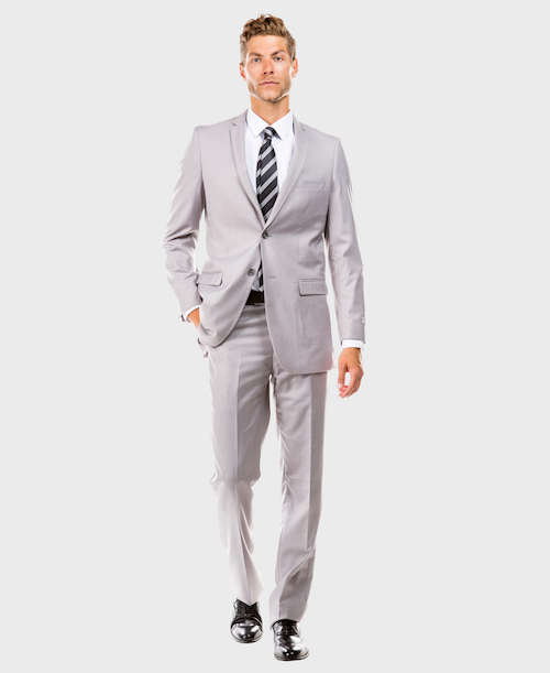 Men s Two Button Light Grey Slim Fit Suit Flex Suits