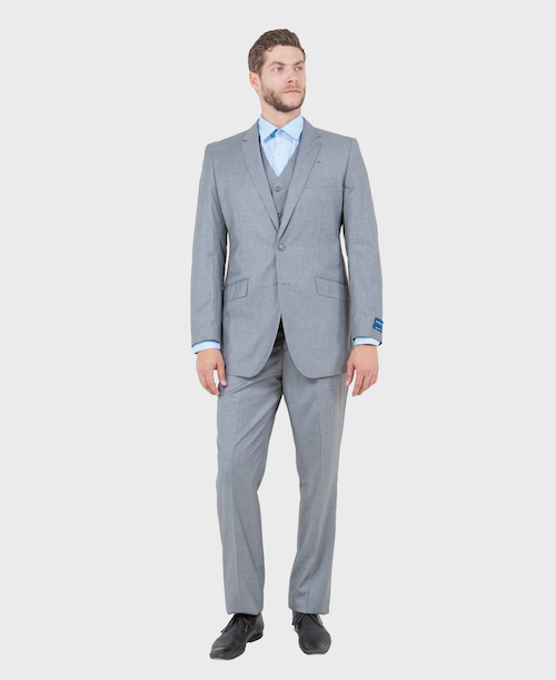 modern dress suits Grey Wool Modern Fit 3 Piece Suit – FlexSuits