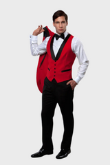 Red 3 Piece Vested Shawl Lapel Tuxedo