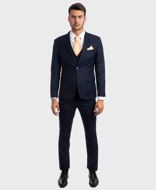 Navy Blue Ultra Slim Fit 3-Piece Prom Suit, 36S / Navy Navy Blue Ultra Slim Fit 3-Piece Prom Suit, 36S / Navy