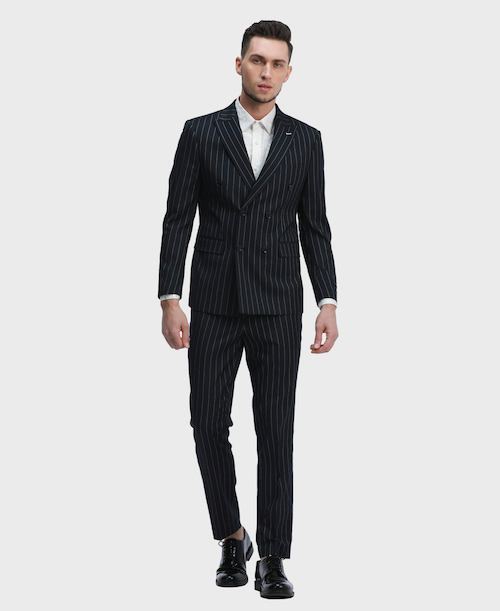 Navy Pinstripe Double Breasted Suit – FlexSuits