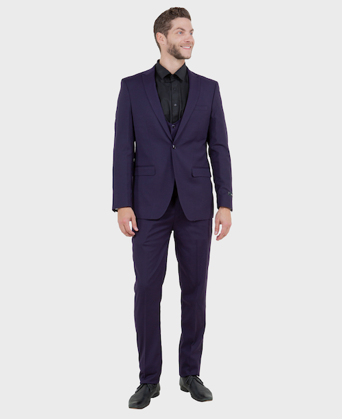 fitted lace wedding dress Purple 3 Piece Peak Lapel Suit, 40r / Purple