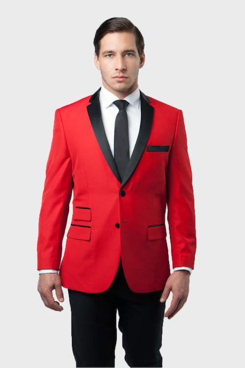 Red Tuxedo Jacket with Black Lapel, 56R / Red