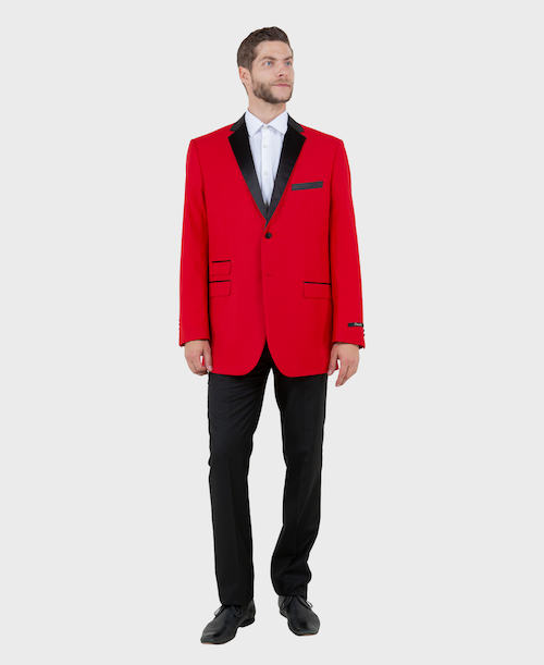 Men's Two Button Notch Lapel Tuxedo Jacket in Red & Black 56 Regular / Red Men's Two Button Notch Lapel Tuxedo Jacket in Red & Black 56 Regular / Red
