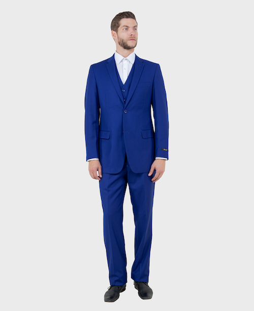 Men's Modern-Fit 3-Piece Suit Set w/ Jacket, Vest and Pants Royal Blue / 42L / M302-12