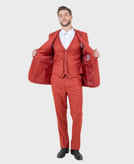 rust red 3 piece suit