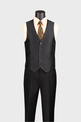 shiny black 3 piece suit