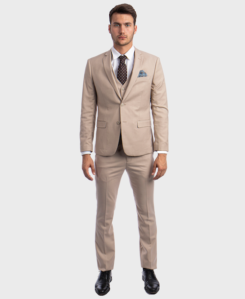 Tan Ultra Slim Fit 3-Piece Prom Suit, 44r / Tan