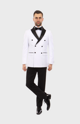 White Peak Lapel Double Breasted Slim Fit Tuxedo