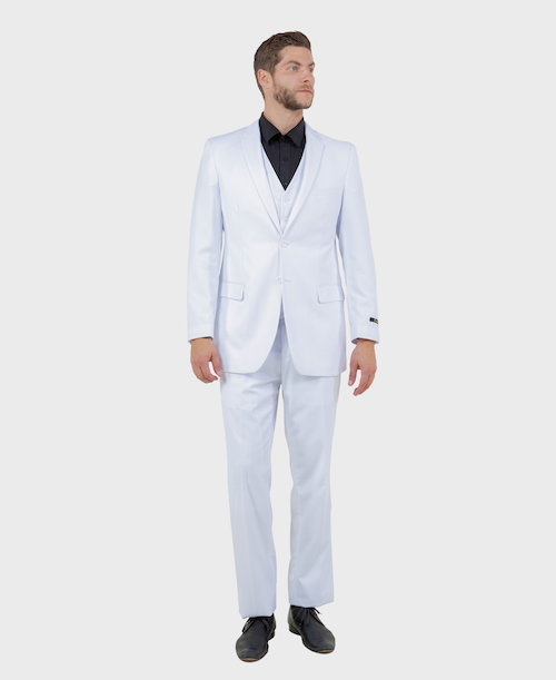 Men's White Modern Fit 3-Piece Suit
