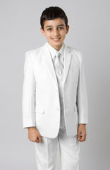 5 Piece White Boys 2 Button Suit