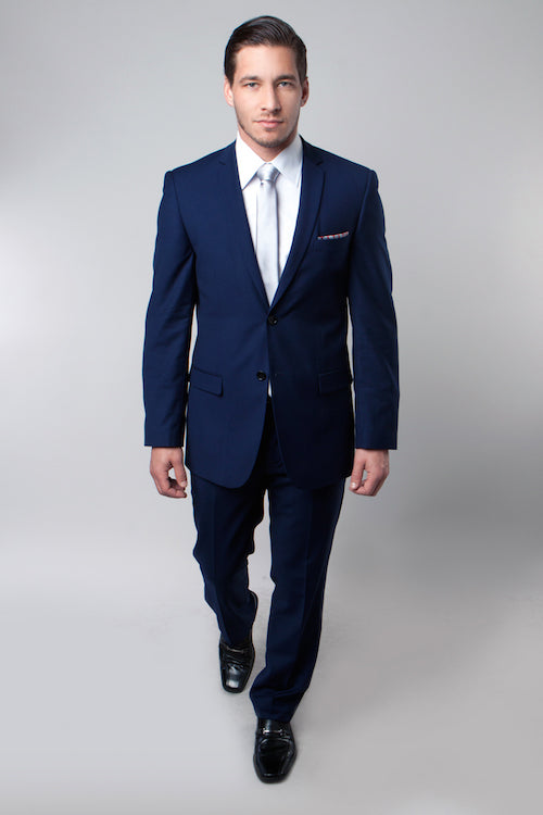 Men 2 Piece Suit Blue Suit Slim Fit One Button Prom Suit 