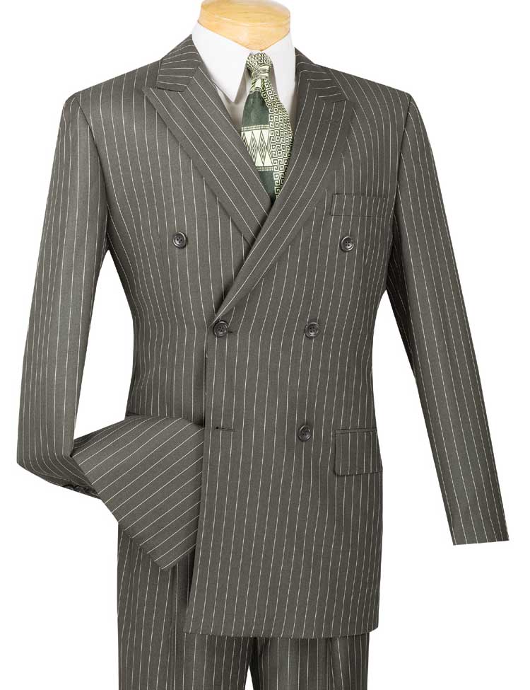 Men's Charcoal Double Breasted Pinstripe Suit – Flex Suits