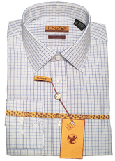 Blue Multicolor Check Cotton Barrel Cuff Slim Fit Dress Shirt