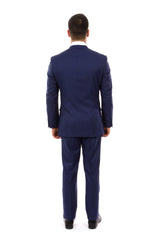 Dark Blue Windowpane 3 Piece Suit
