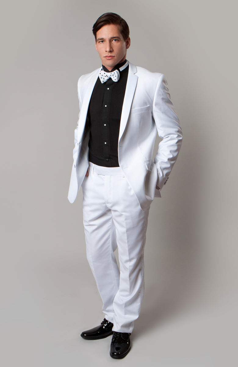 Men's White Notch Lapel Modern Fit Tuxedo- Prom Tux for Men