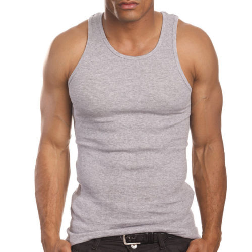 Men's Pack A Shirts Cotton Tank Top Heather Grey Undershirt