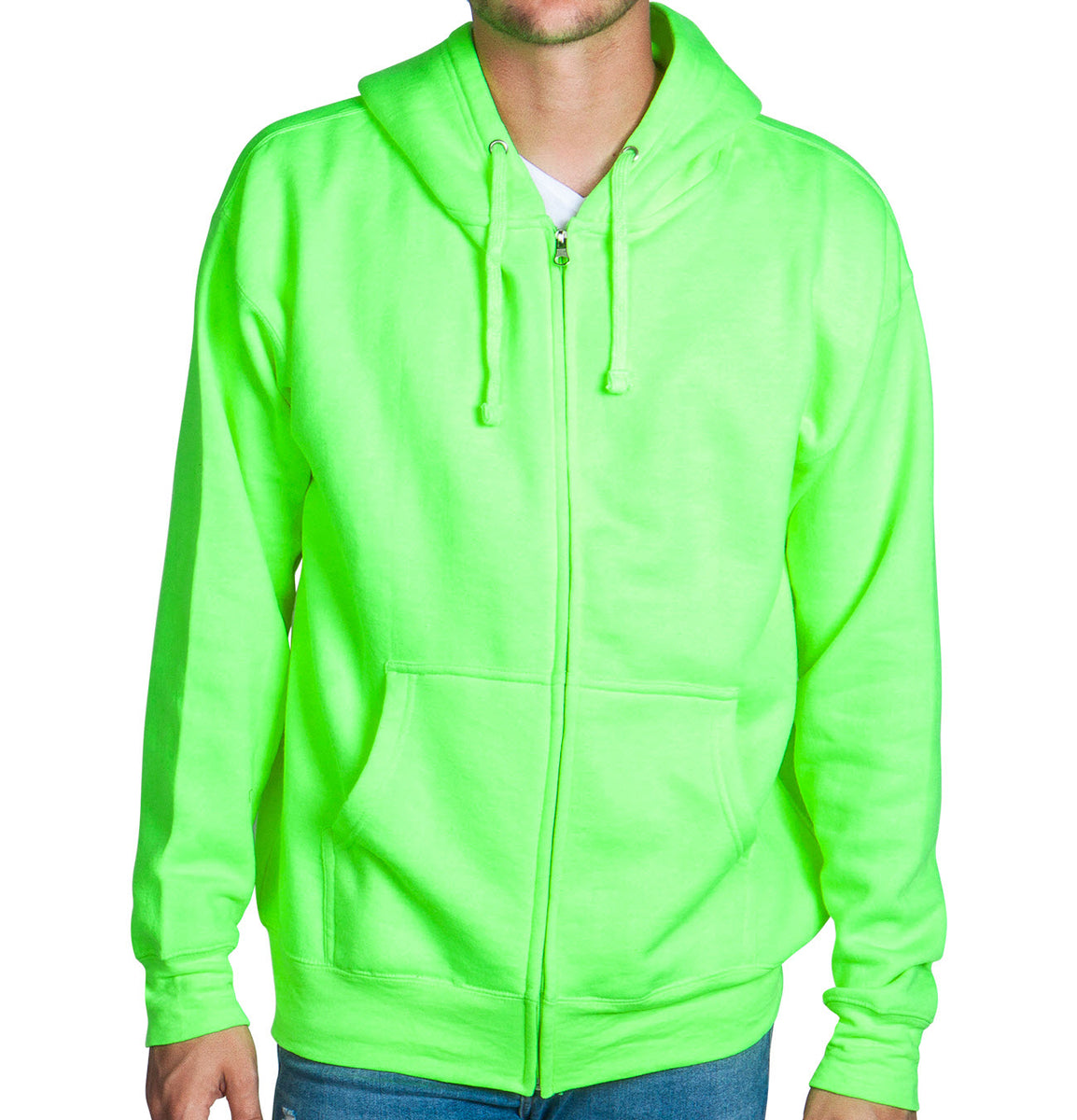 Neon Green Zip Up Hoodie Sweatshirt Flex Suits
