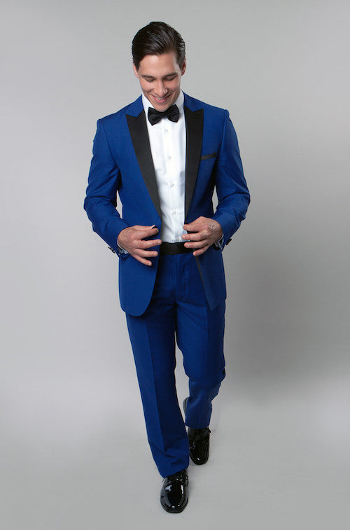 Blue 1 Button Peak Lapel Tuxedo-Tuxedos for Prom-Fitted Tux – Flex