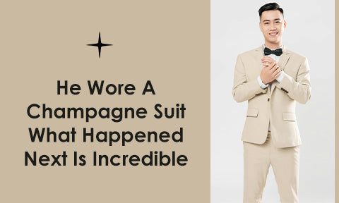 champagne suit with bow tie