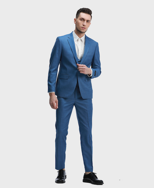 Dusty Rose Sharkskin 3-piece Peak Lapel Suit