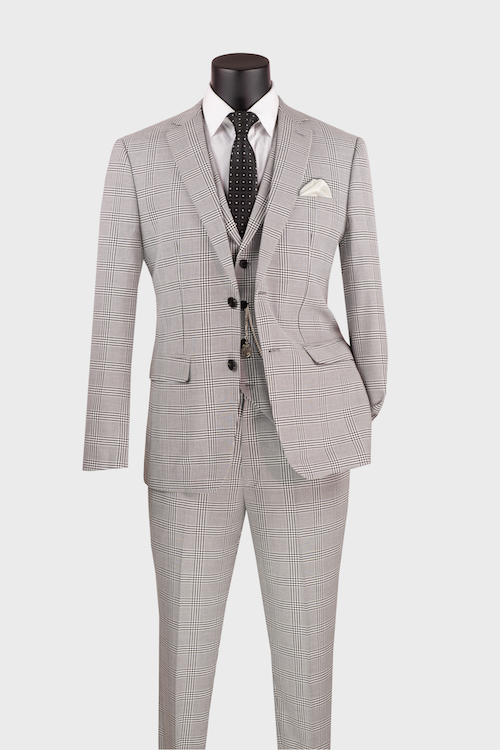 Gray plaid 3 piece suit