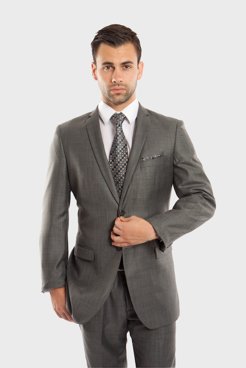 Green Slate Slim Fit Sharkskin Suit