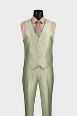 Green Shiny Notch Lapel Suit