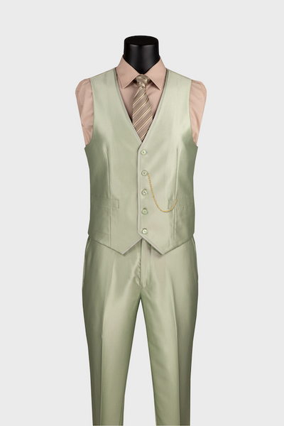 Green Shiny Notch Lapel Suit