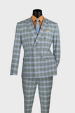 Green 2-piece Double Breasted Windowpane Suit