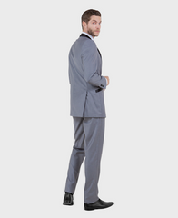 Grey 1 Button Satin Shawl Lapel Suit