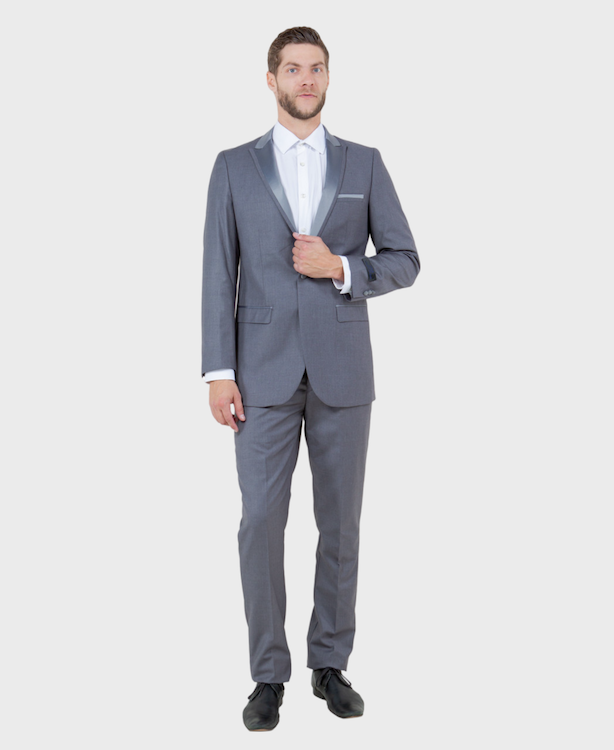 Grey 1 Button Peak Lapel Tuxedo