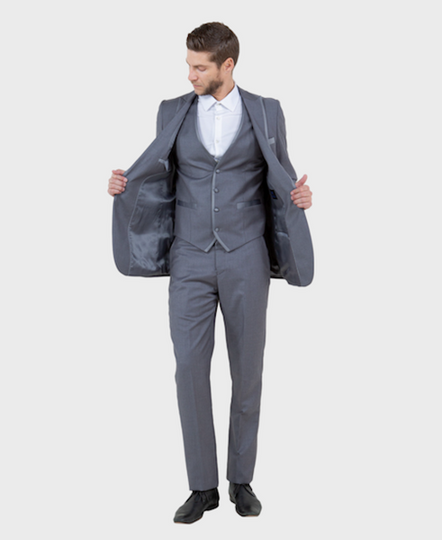 Grey Slim Fit Peak Lapel Tuxedo