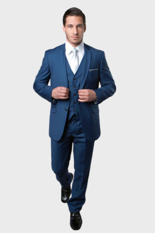 Indigo Blue 3 Piece Slim Fit Vested Suit