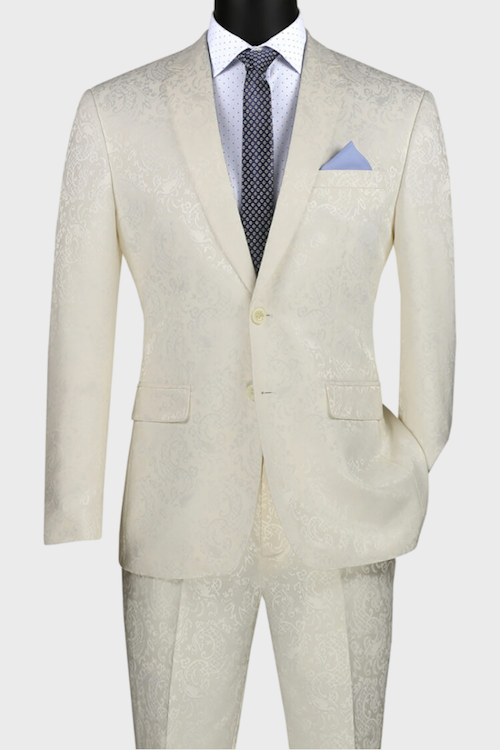 Ivory Floral 2 Button Suit