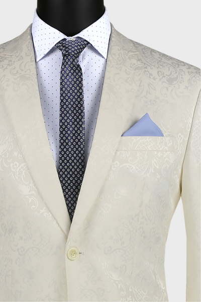 Ivory Floral 2 Button Suit