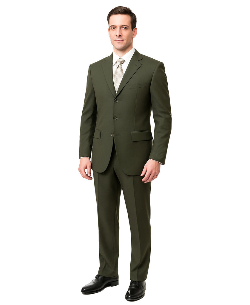 Olive Formal 3 Button Modern Fit Suit, 48L / Olive Olive Formal 3 Button Modern Fit Suit, 48L / Olive