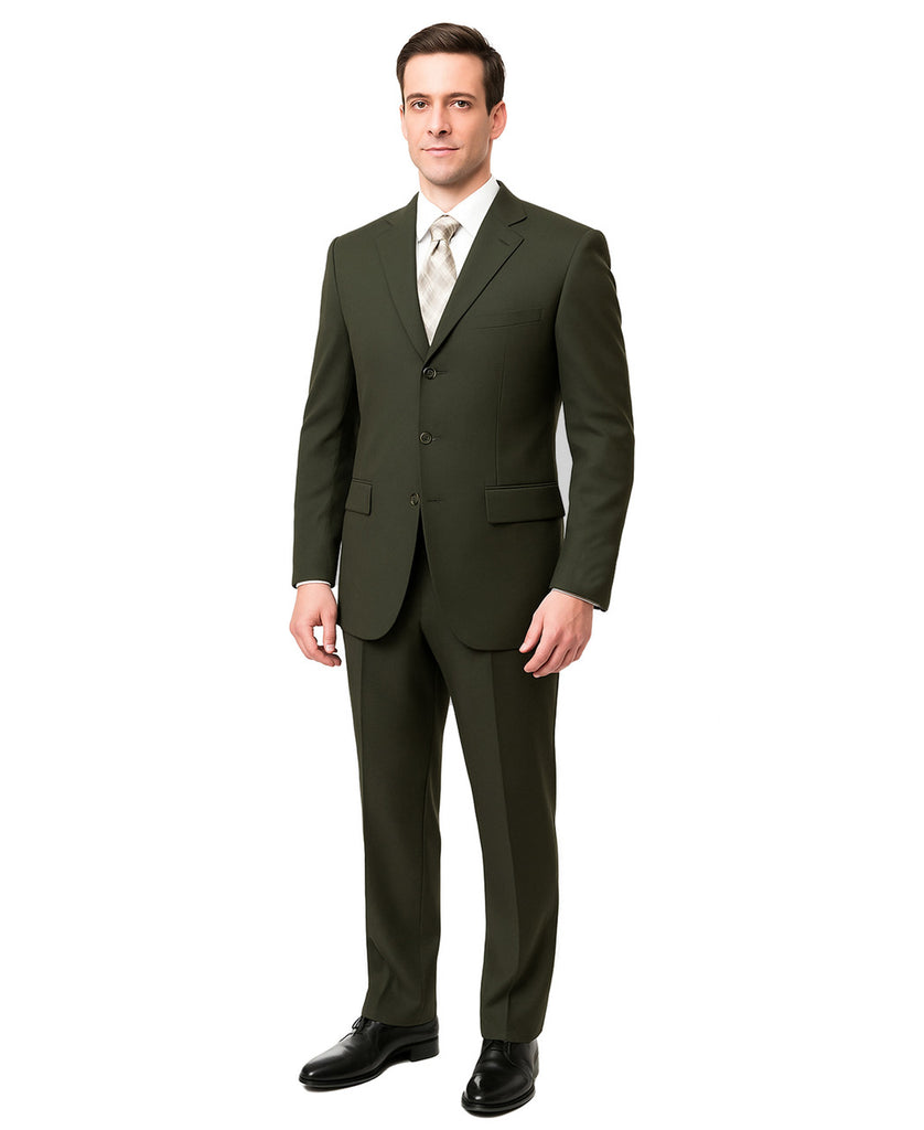 Dark Olive Formal 3 Button Modern Fit Suit FlexSuits Dark Olive Formal 3 Button Modern Fit Suit FlexSuits