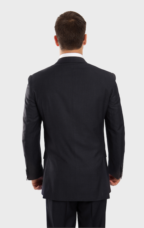 Navy 100% Wool Stripe Suit