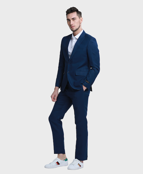 Navy peak lapel suit 