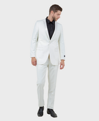 Off White 1 Button Peak Lapel Tuxedo