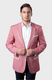 Salmon Blazer With White Trim Notch Lapel