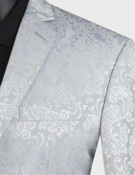 Silver Floral 2 Button Suit