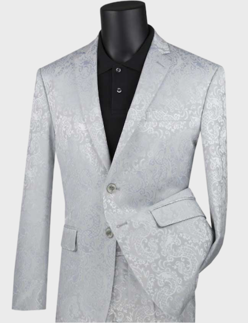 Silver Floral 2 Button Suit