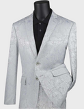 Silver Floral 2 Button Suit
