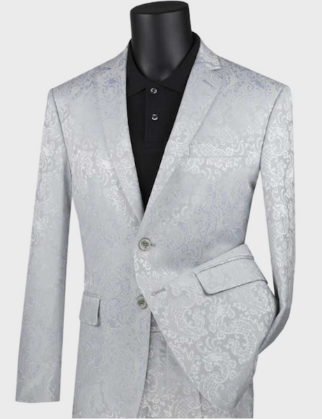 Silver Floral 2 Button Suit