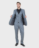 Silver 3 Piece Shiny Sharkskin Suit