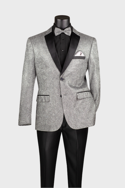 Silver Sequin Slim Fit Sport Coat