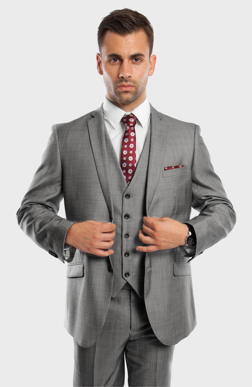 Silver slim fitted suit 