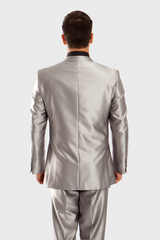 Silver Shiny Vested Suit